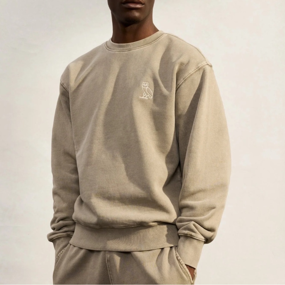 OVO Garment Dye Crewneck Sand Size XS Relaxed Octobers Very Own